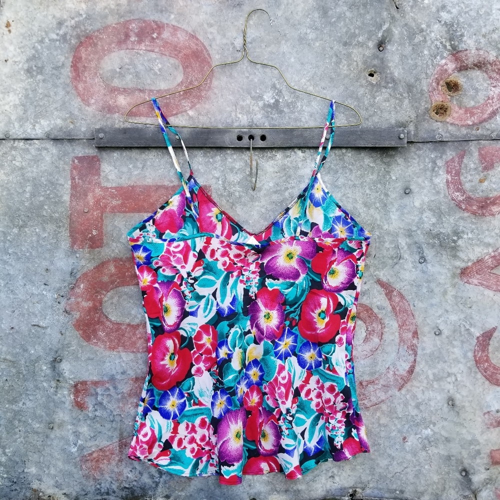 VTG 90s SILK Flowy Floral Tank Top